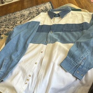 Express rider Men’s vintage Blue and White Denim Button-Up Shirt size 3xl